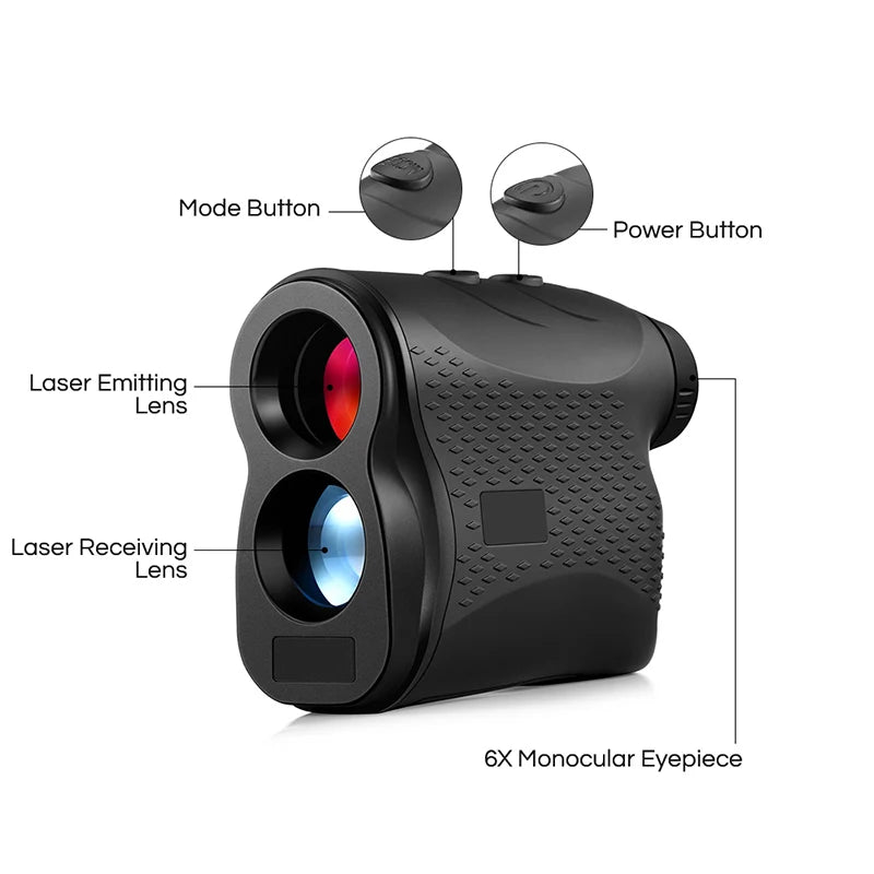 Laser Rangefinder 600m/1000m Distance Meter 6X Speed