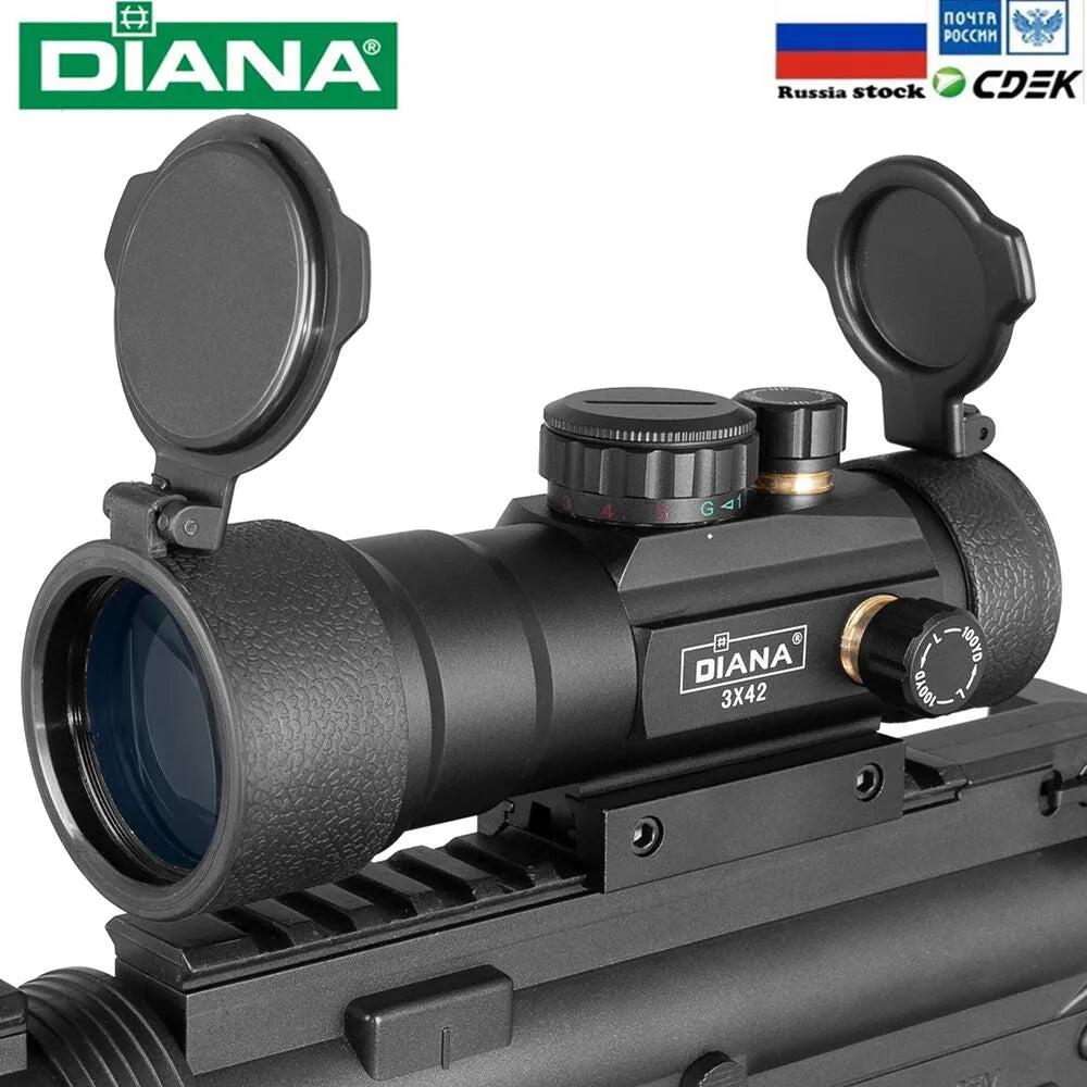 3X44 Green Red Dot Sight Tactical Optics Riflescope