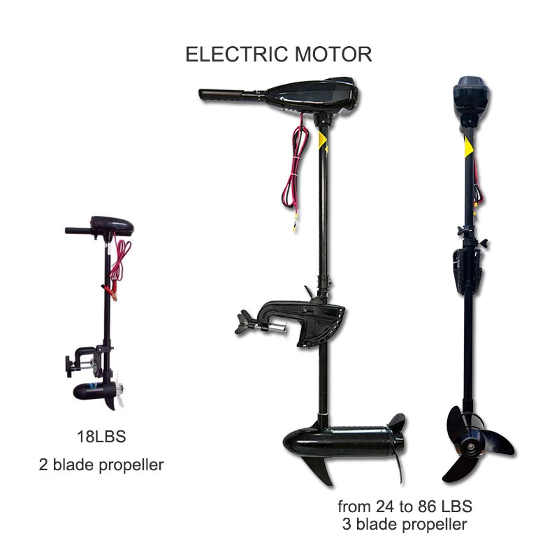 boat Electric Trolling Motor Engine by DC Battery Driven Propeller Fishing Inflatable Boat Dinghy Raft Sea Salt