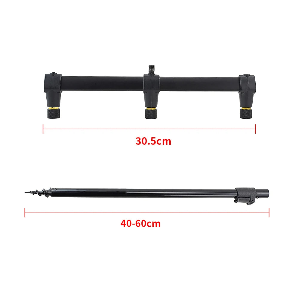 Aluminium Carp Fishing Rod Pod Set with Bag 2pcs Bank Sticks and 2pcs Buzz Bars for 3 Rods