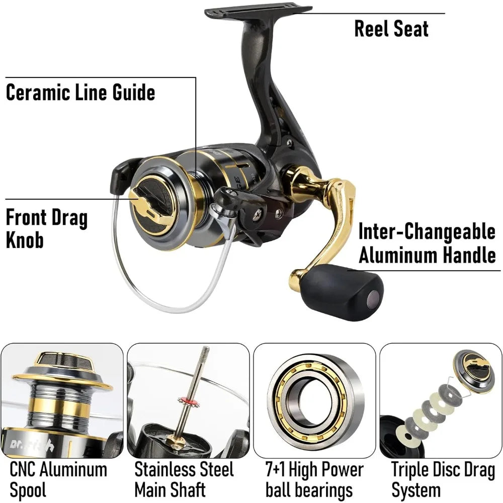 Fishing Rod and Reel Combos 125-Pieces, Telescopic