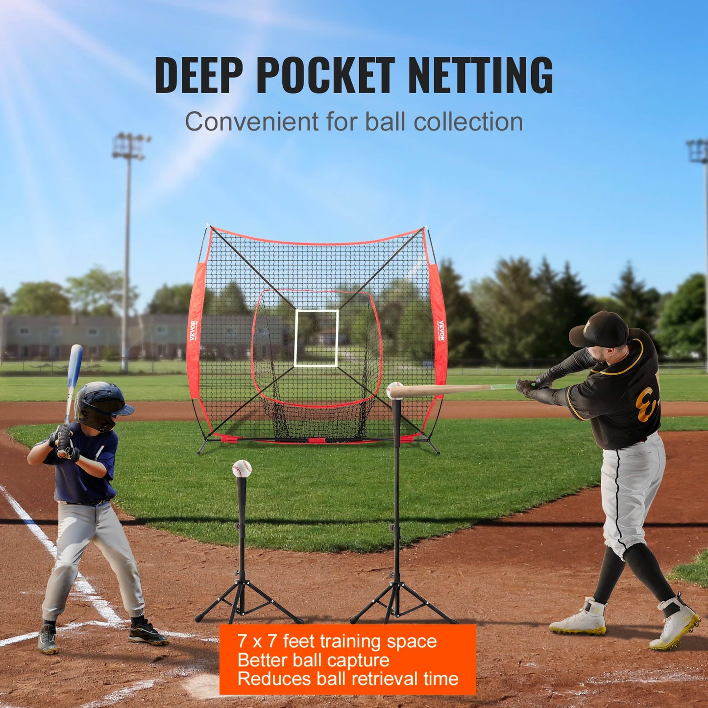 7x7 ft Baseball Softball Practice Net for Hitting Pitching