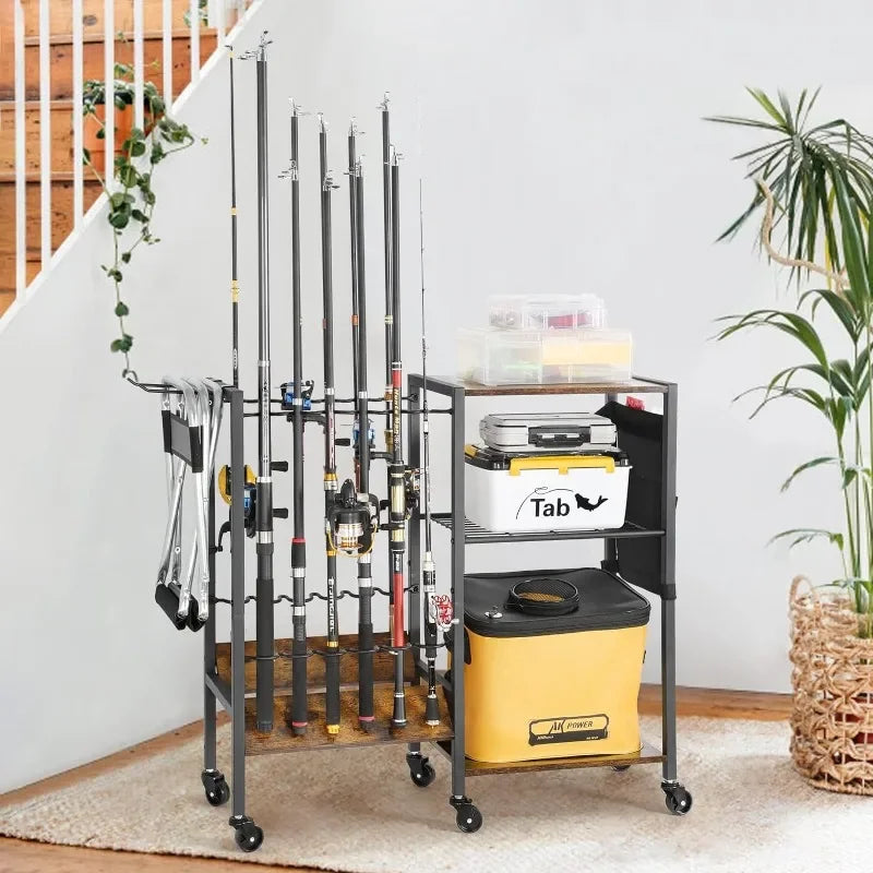 Fishing rod holder fishing gear, equipment storage box gear, suitable for garage home entrance corner