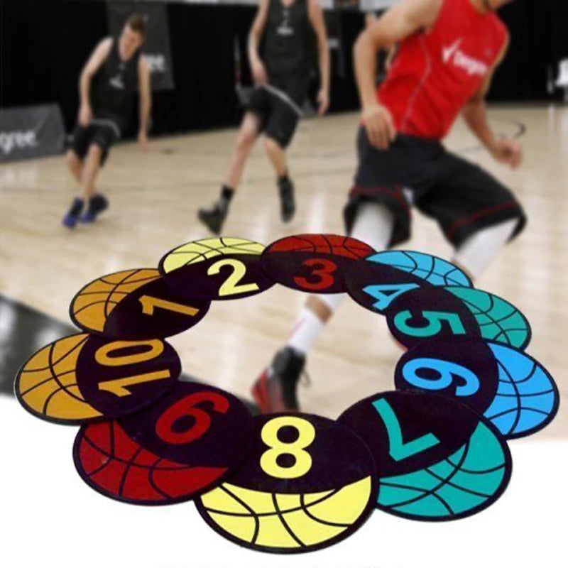 Basketball Spot Marker Colorful Anti-Slip Rubber Sports Training Markers 9 Inches Round Flat Number Dots Training Marker Field