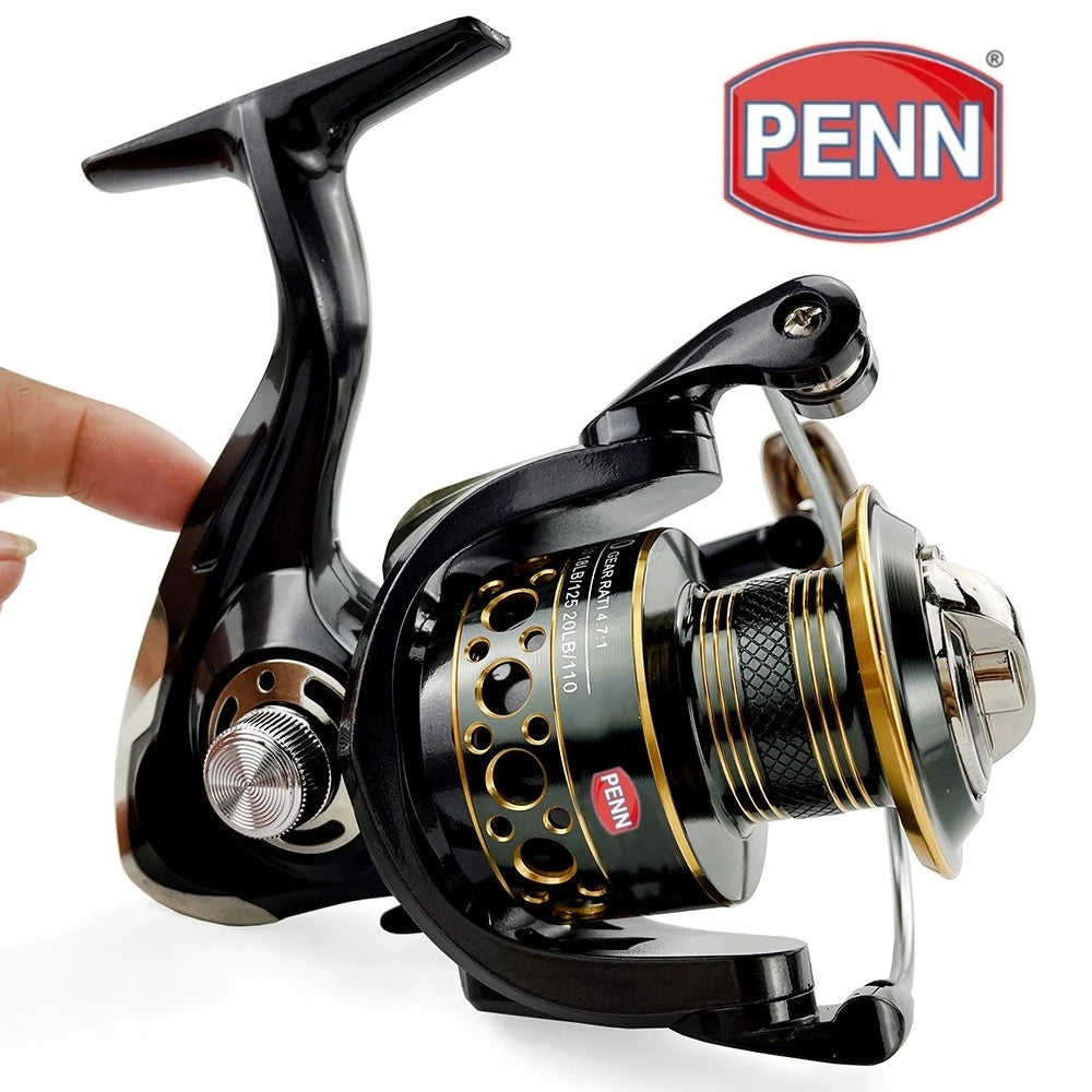 PENN Fishing Reel with 13+1 Bearings, Max Drag 18KG, Gear Ratio 4.7:1/5.2:1, Comes with PE Fishing Line as Gift