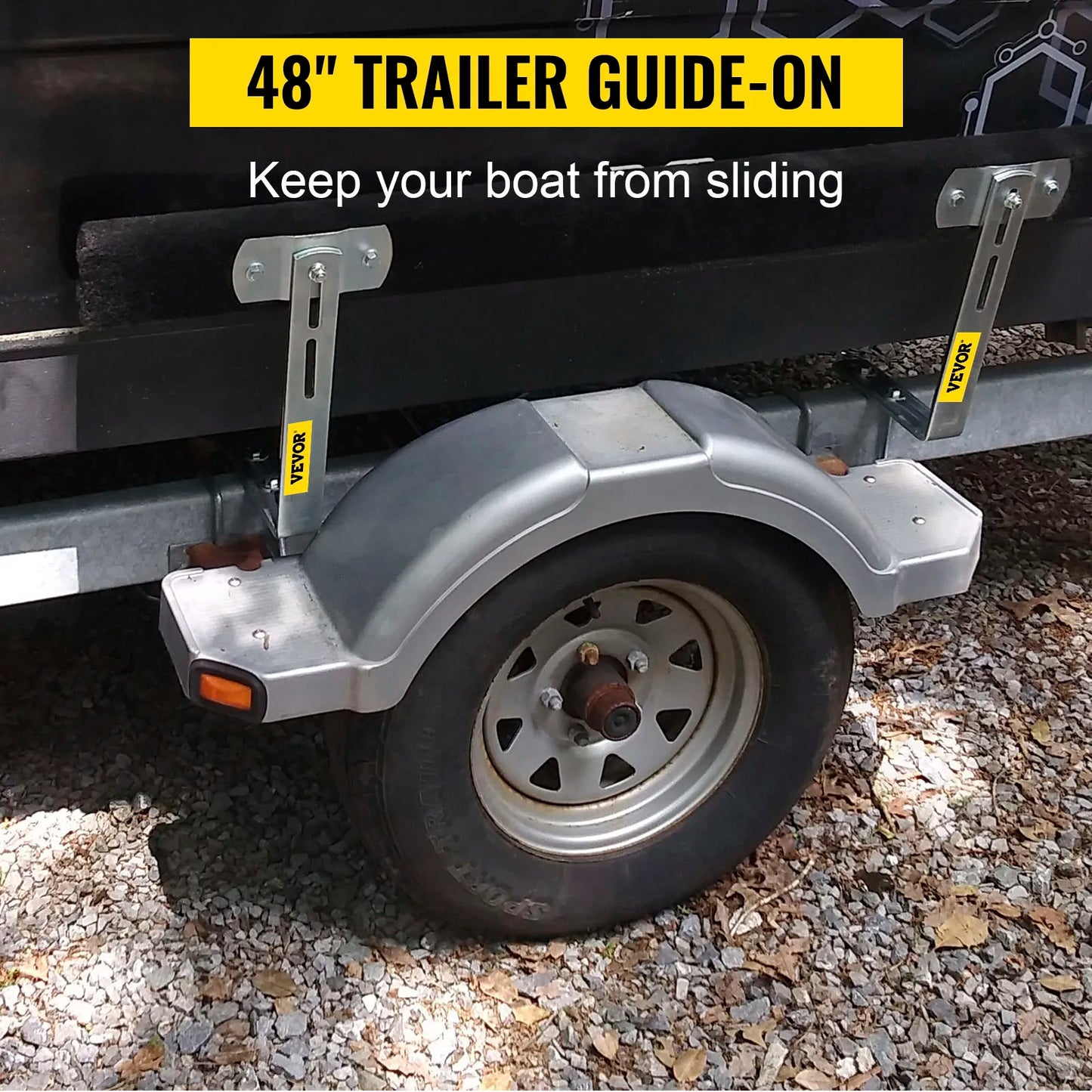 VEVOR 47" / 48" Boat Trailer Guide-ons w/Carpet-padded Boards Rustproof Galvanized Steel Boat Accessories w/Mounting Hardware