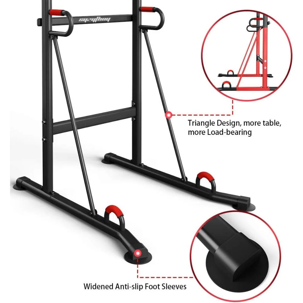 Power Tower Height Adjustable Pull Up Bar & Dip Station Pull Up Station Fitness Strength Training Exercise Equipment