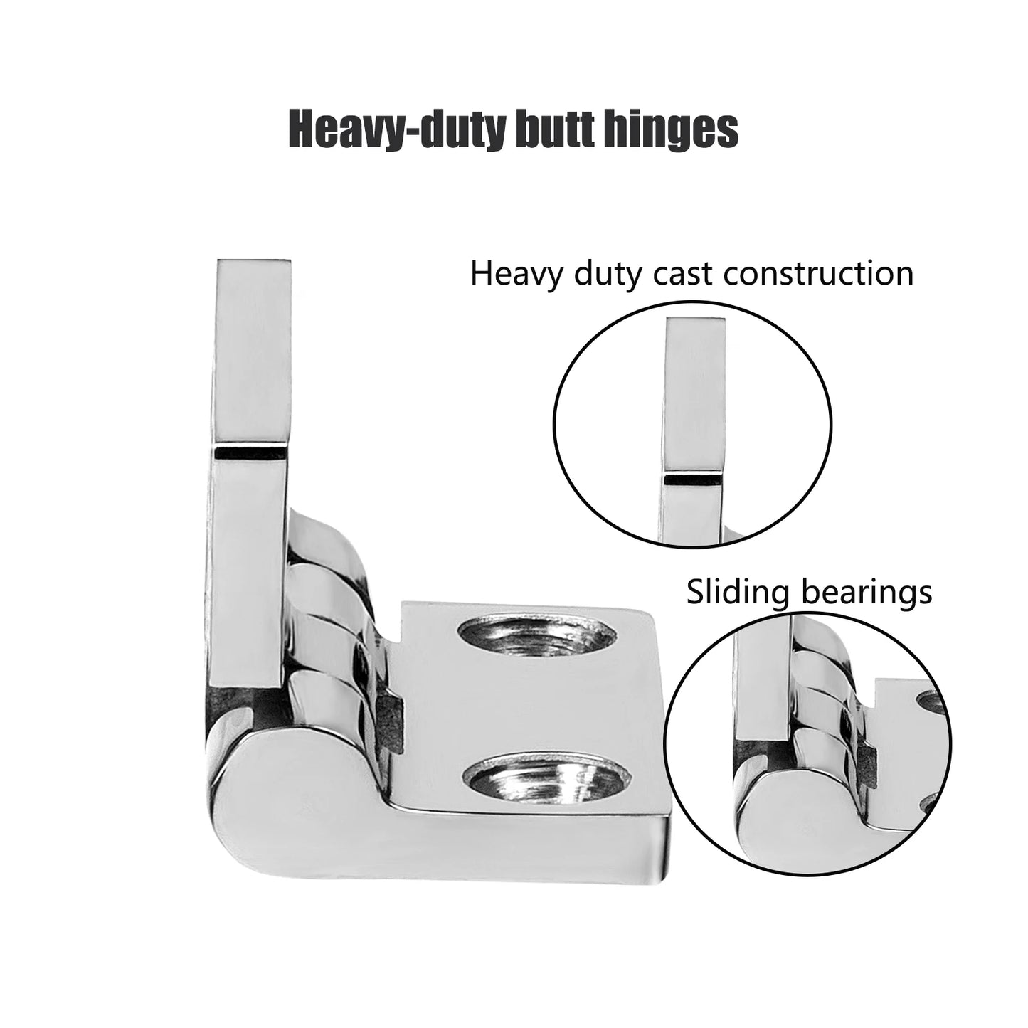 Stainless Steel Boat Hinges, Marine Grade Hinges, 1.5x1.5 Inches (38X38 MM), Heavy Duty 316 Ss with Screws (4 Pcs)