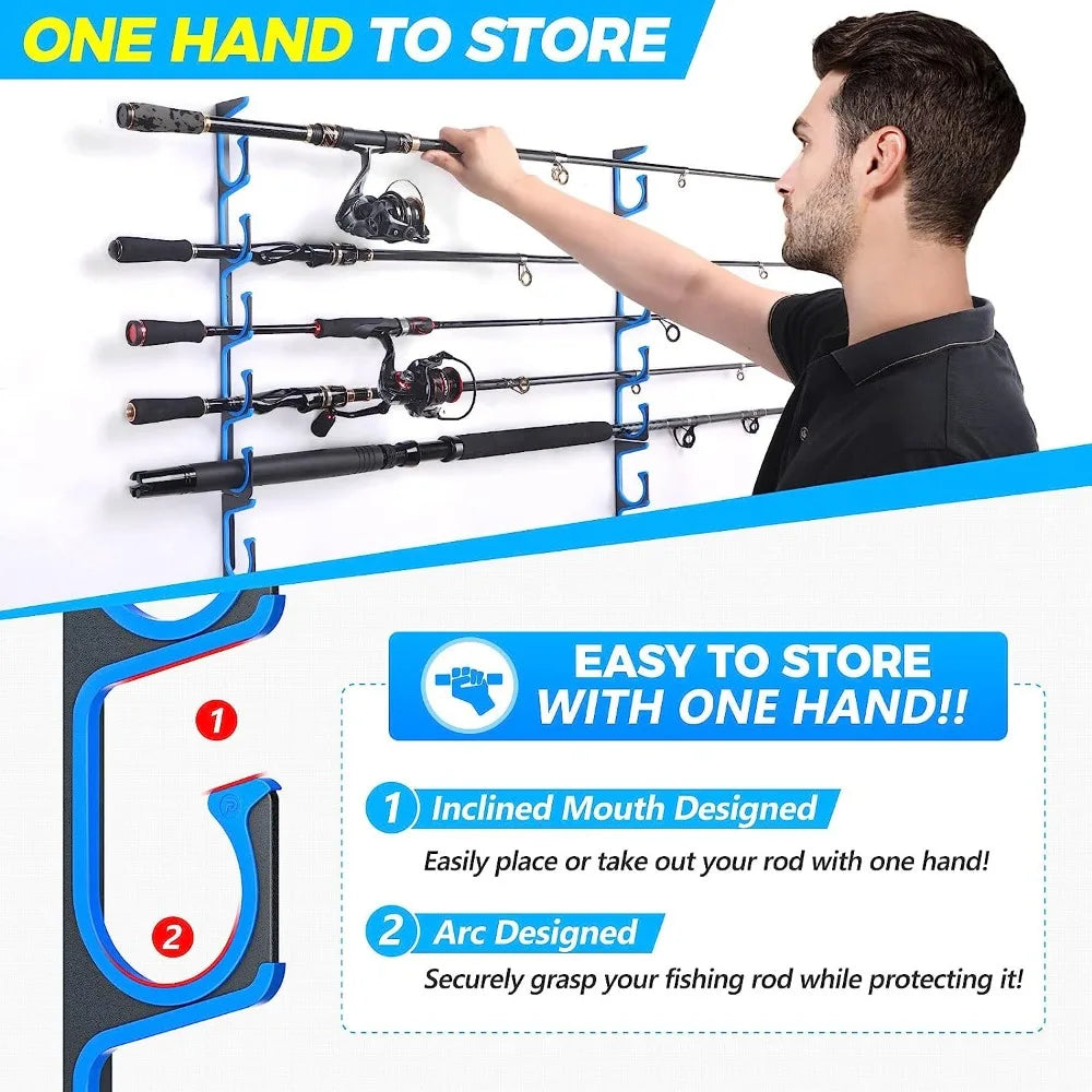 Horizontal Fishing Rod/Pole Holders for Garage, Wall or Ceiling Aviation Aluminum