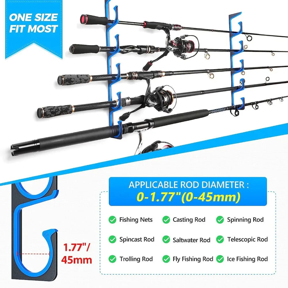 Horizontal Fishing Rod/Pole Holders for Garage, Wall or Ceiling Aviation Aluminum