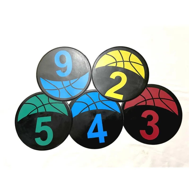 Basketball Spot Marker Colorful Anti-Slip Rubber Sports Training Markers 9 Inches Round Flat Number Dots Training Marker Field