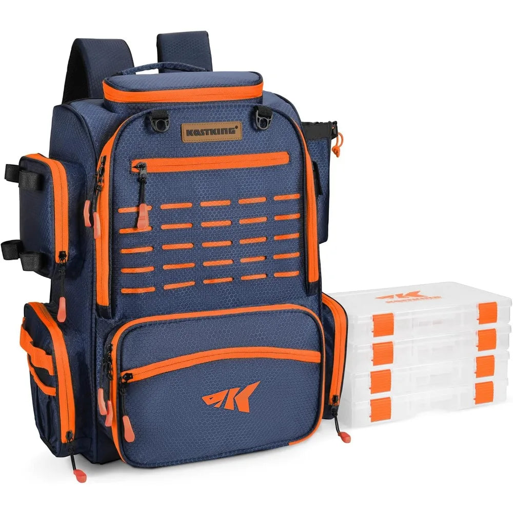 Fishing Tackle Backpack With Rod Holders-4 Tackle Boxes  Large Storage