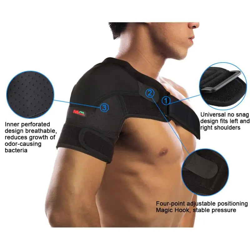 Adjustable Breathable Shoulder Support Back Brace Black Bandage