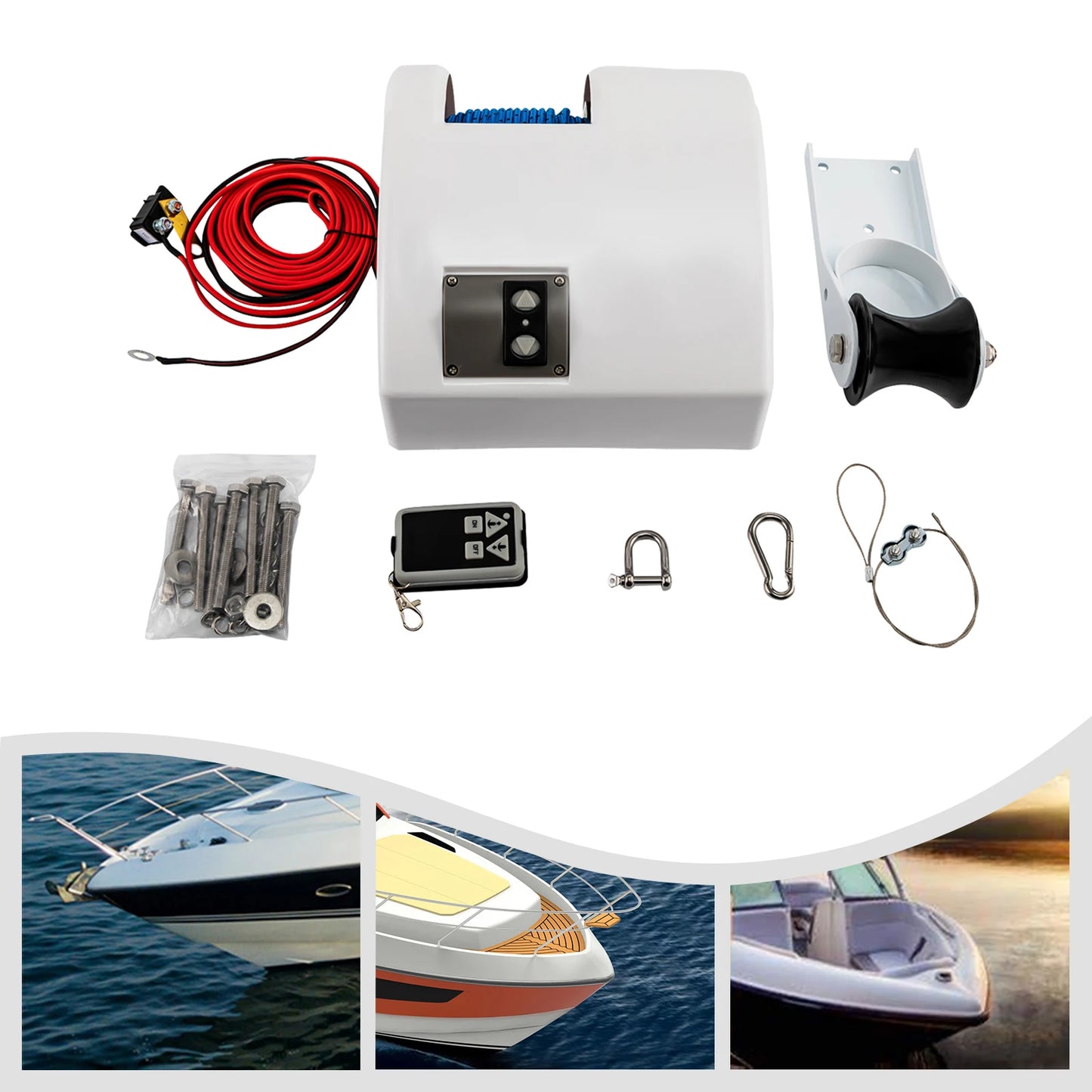 Boat Electric Anchor 12V 45LBS Winch Marine Saltwater With Wireless Remote Control