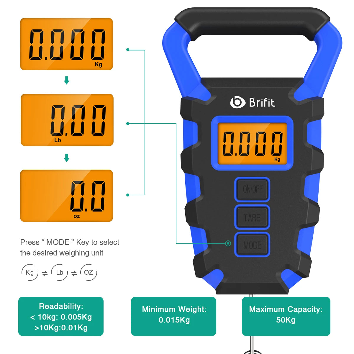 Hanging Scale  Portable Fish Hook Electronic Weight LED Display