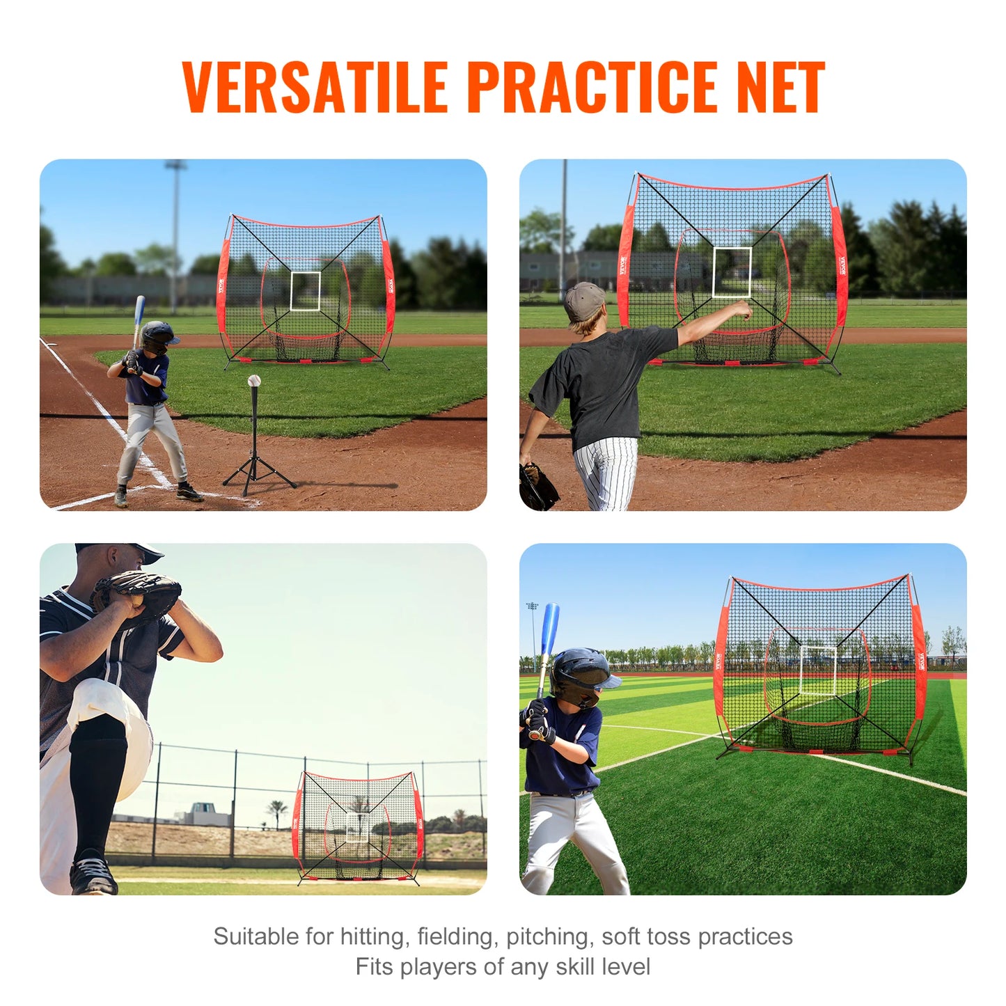 7x7 ft Baseball Softball Practice Net for Hitting Pitching