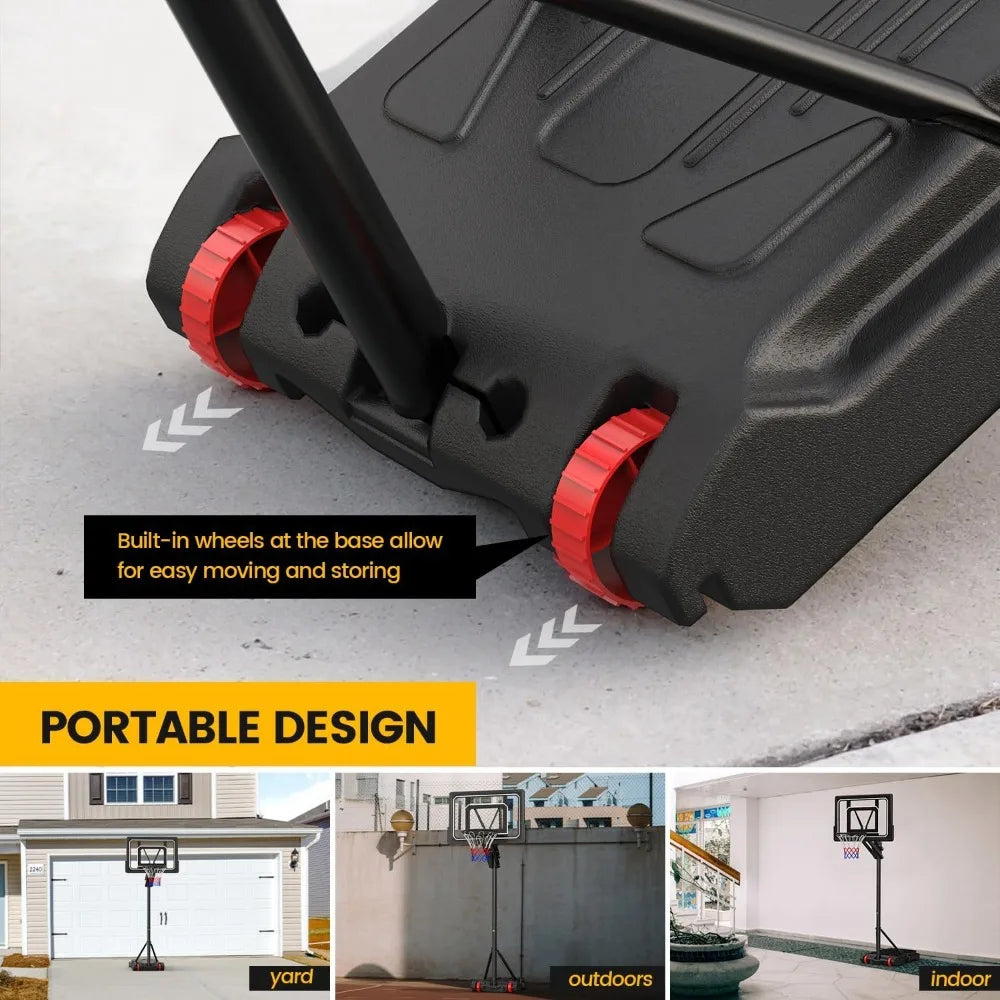 Portable Basketball Hoop Outdoor 5.5FT-9.5FT Easy Height Adjustable