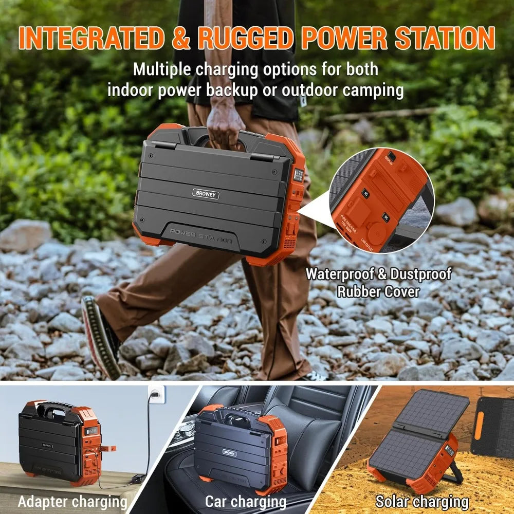 Portable Power Station with Built-in Solar Panel Solar Generator