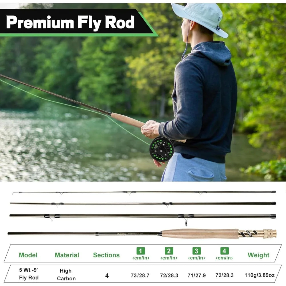 Fly Fishing Rod and Reel Combo, 4 Piece Ultra-Portable