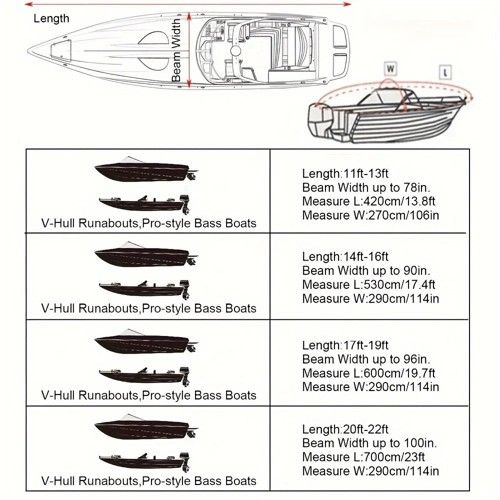 Boat Cover Anti-UV Waterproof Outdoor Protection 190T Marine Fishing Speedboat 11-22FT Yacht Tent  Tear Proof Orange