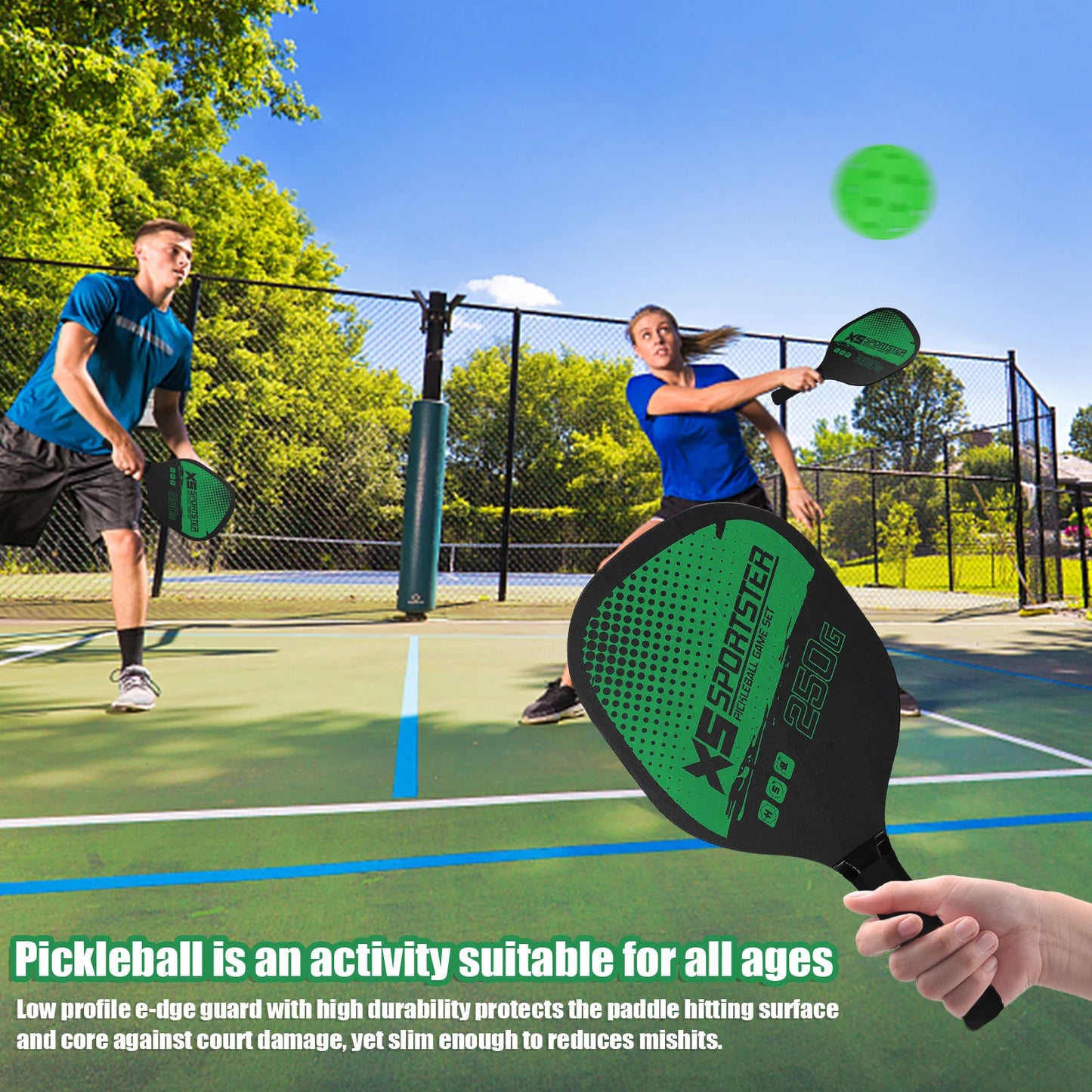 Pickleball Set  of 2 Rackets & 4 Pickleballs Balls