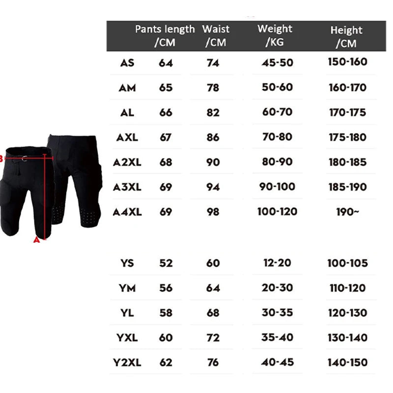 Sports Anti-Collision  American Football Pants Protective Gear