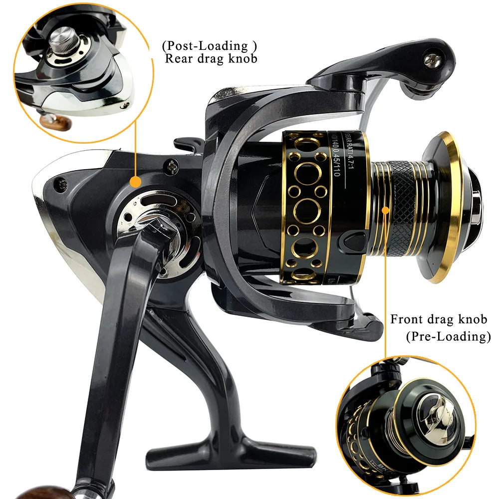 PENN Fishing Reel with 13+1 Bearings, Max Drag 18KG, Gear Ratio 4.7:1/5.2:1, Comes with PE Fishing Line as Gift