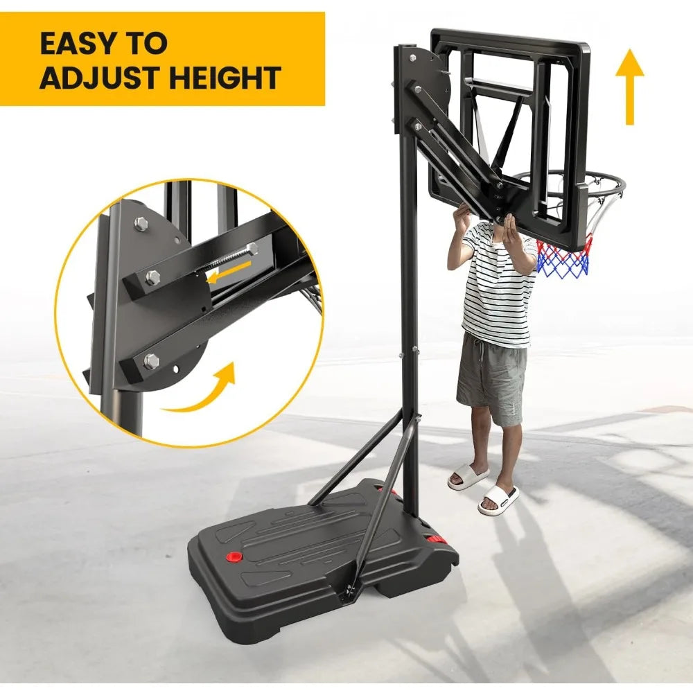 Portable Basketball Hoop Outdoor 5.5FT-9.5FT Easy Height Adjustable