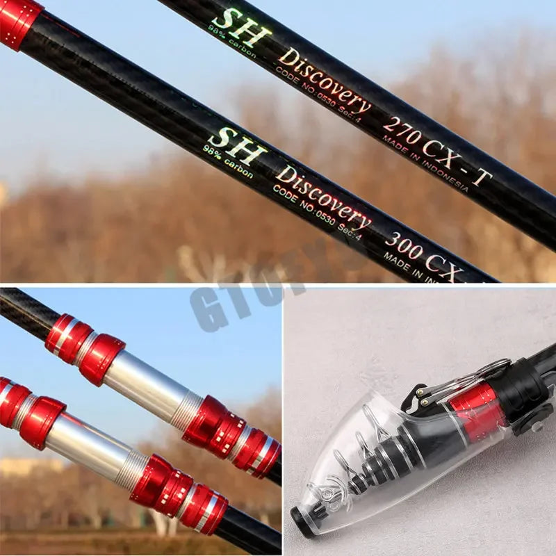 Telescopic Fishing Rod 2.7/3.0/3.6/4.2/4.5m Travel  Surf Rod Spinning Power 5-300g Throwing Surfcasting Carbon Baitcasting rod