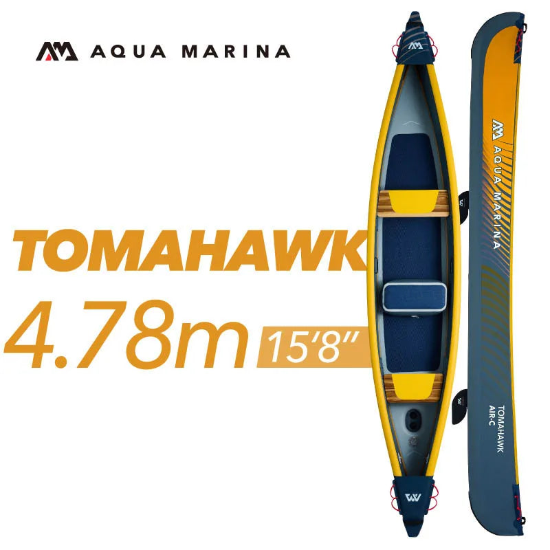 AQUA MARINA TOMAHAWK kayak inflatable boat canoe pvc dinghy raft paddle pump seat pressure gauge drop stitch material