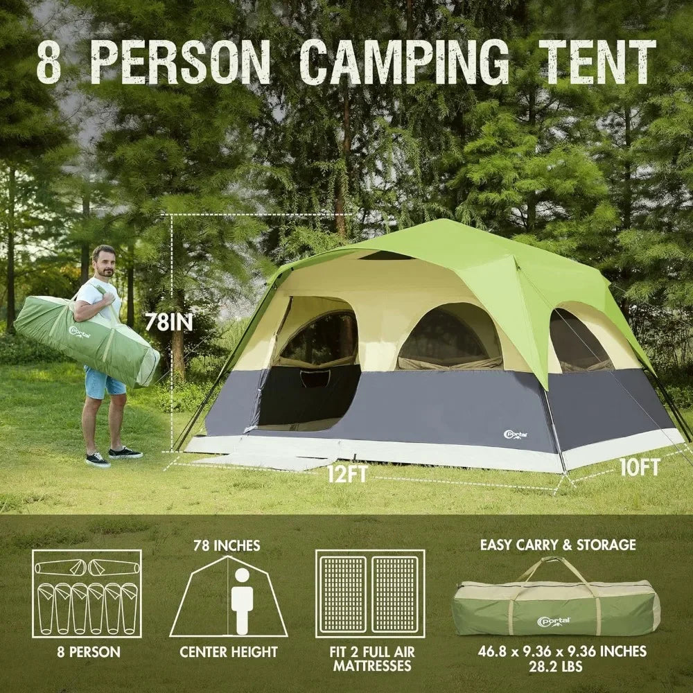 8 person instant tent camping, easy to set up