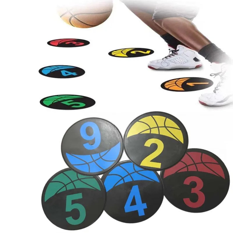 Basketball Spot Marker Colorful Anti-Slip Rubber Sports Training Markers 9 Inches Round Flat Number Dots Training Marker Field