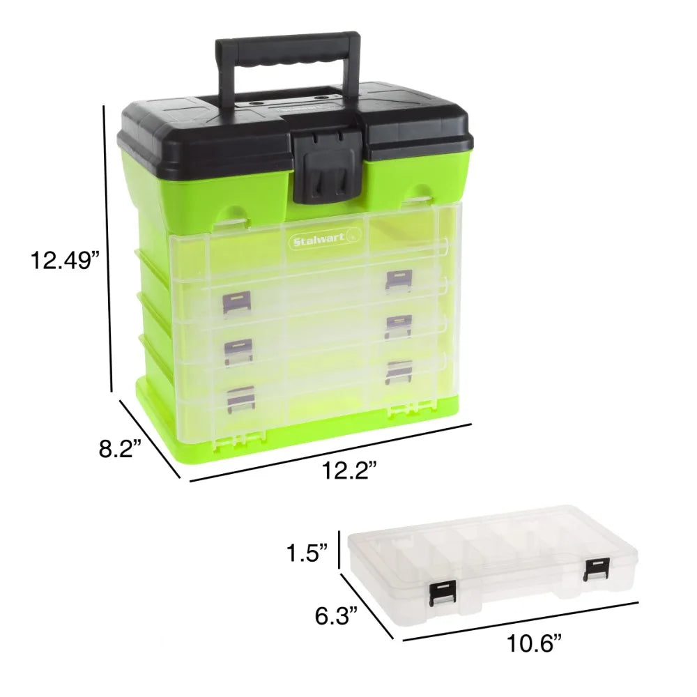 Storage and Tool Box-Durable Organizer Utility Box-4 Drawers with 19 Compartments Each for Hardware Fish Tackle Beads and More