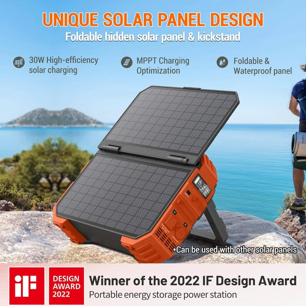 Portable Power Station with Built-in Solar Panel Solar Generator