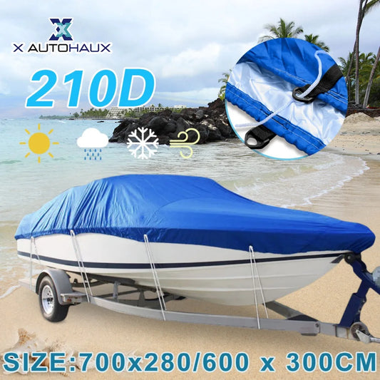 210D FabricTrailerable Boat Cover 14-16/16-18/17-19/20-22FT Waterproof Fishing Ski Speedboat Anti-UV Canvas For Boat Cover Tent