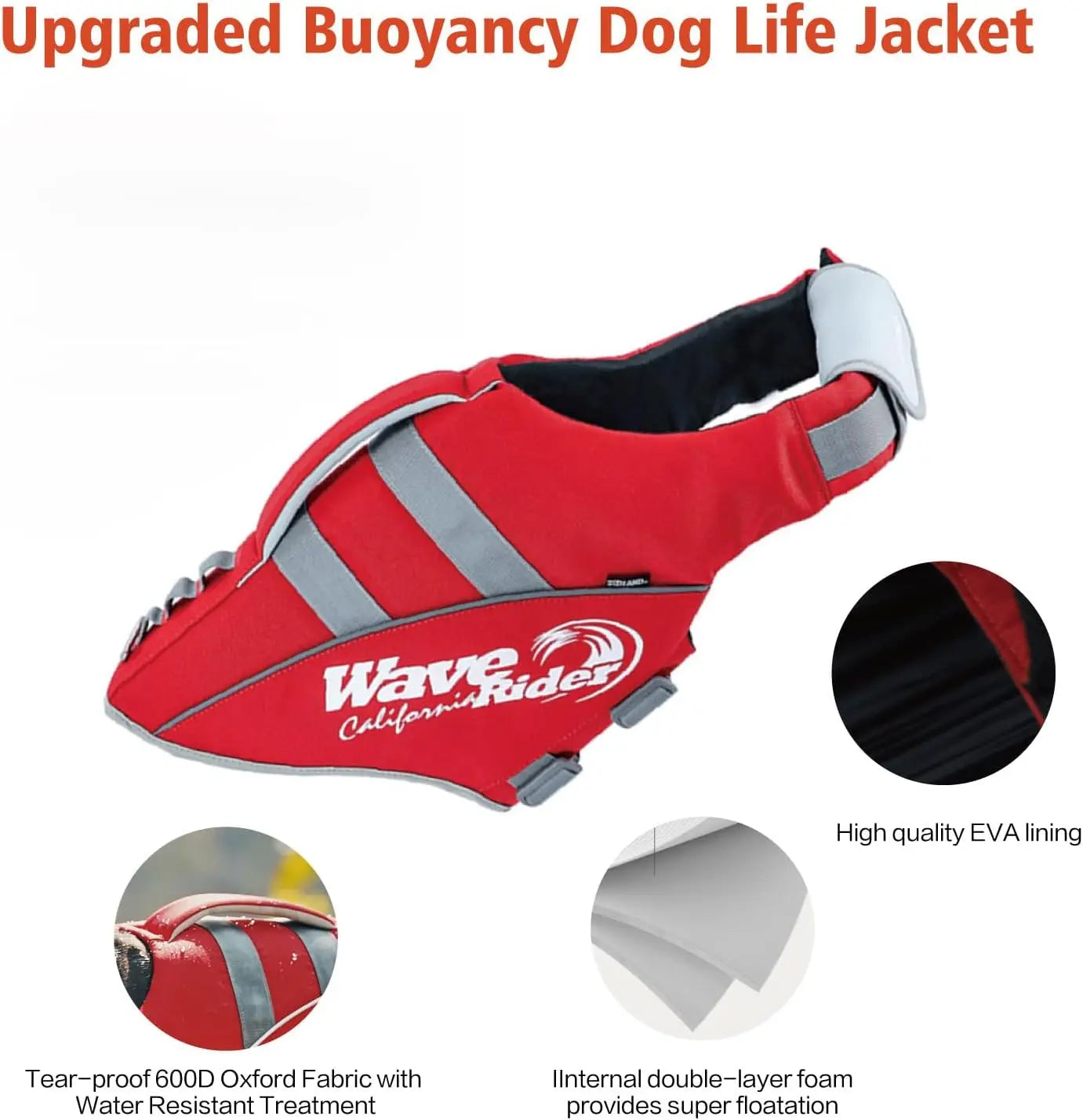 Dog Life Jacket with Reflective Stripes, Adjustable