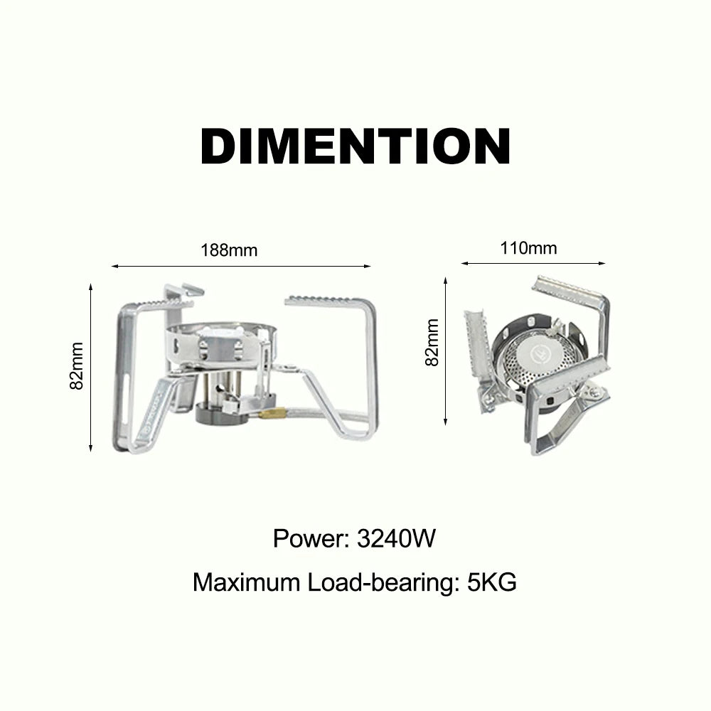 Windproof Stove Gas Burner Outdoor Camping with Ignition Device