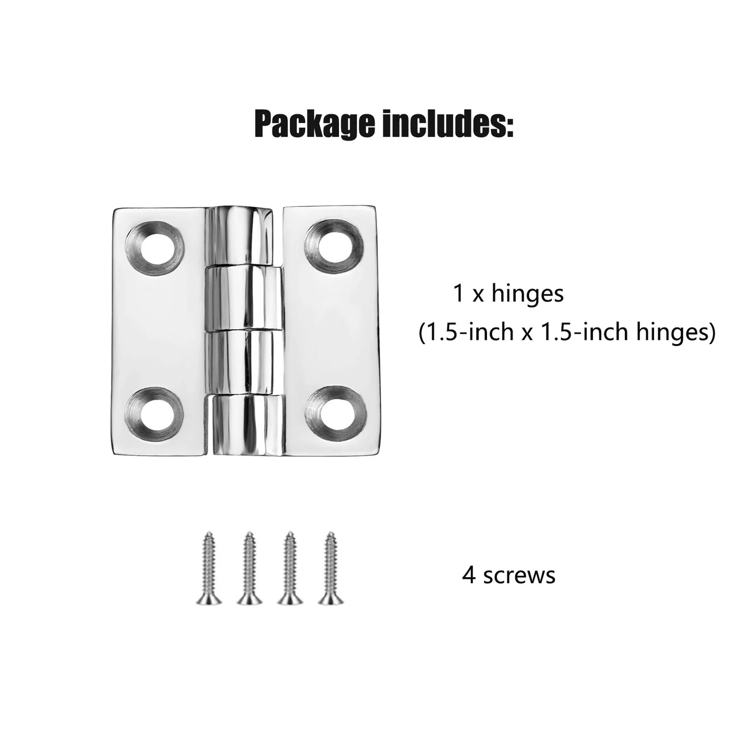 Stainless Steel Boat Hinges, Marine Grade Hinges, 1.5x1.5 Inches (38X38 MM), Heavy Duty 316 Ss with Screws (4 Pcs)