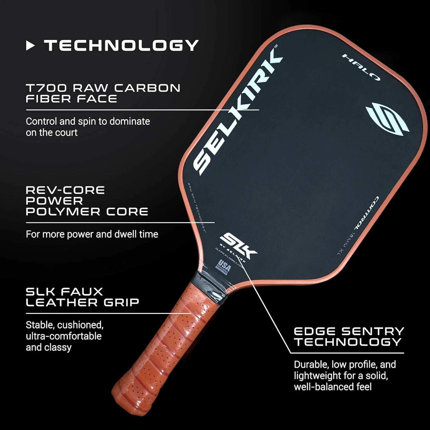 Control Power Pickleball Paddle | Raw Carbon Fiber  Polymer Core