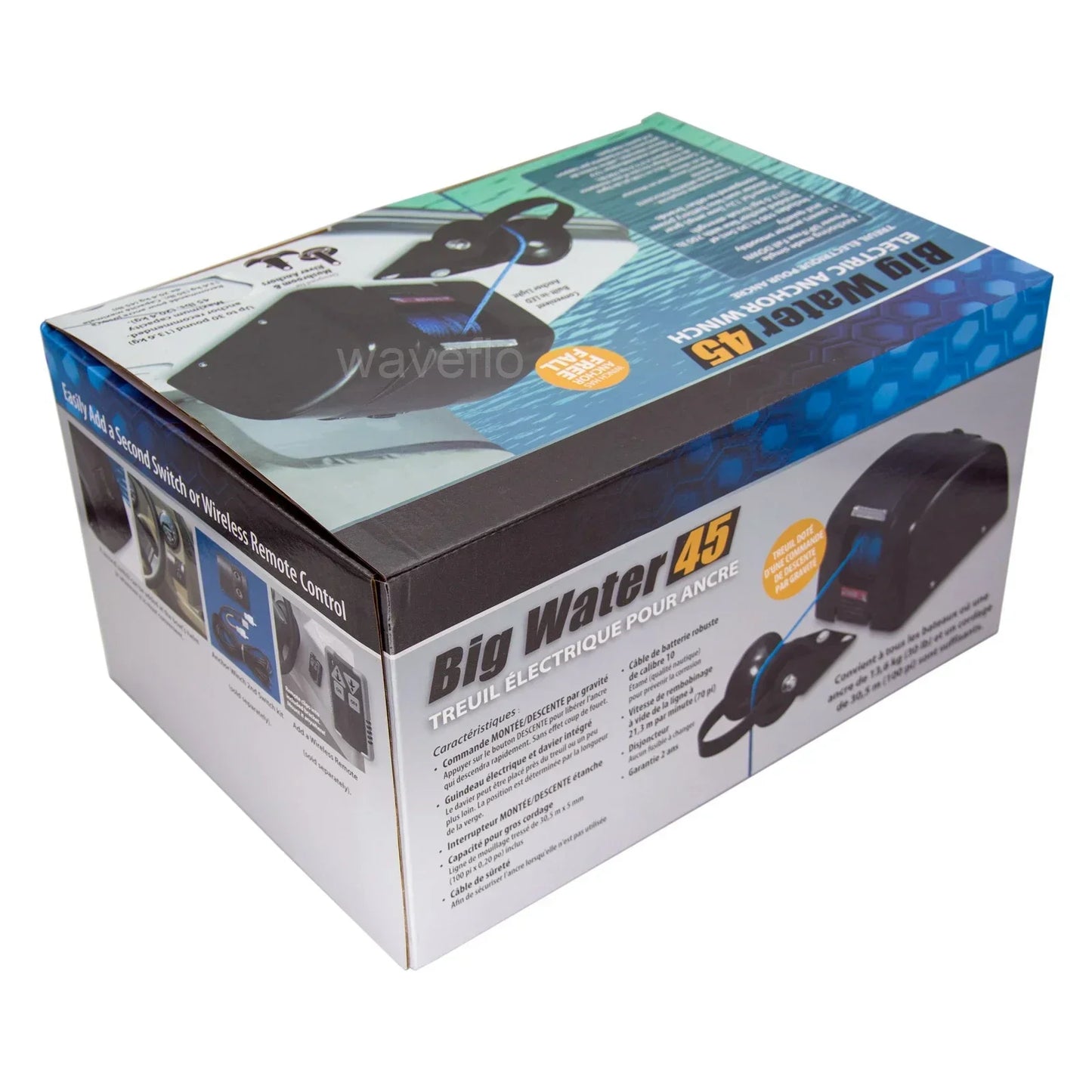 Anchor Winch Marine Boat Electric Up to 45lb LED Light Wireless Remote Control 12V Salt Water Power UP/Free Fall Down