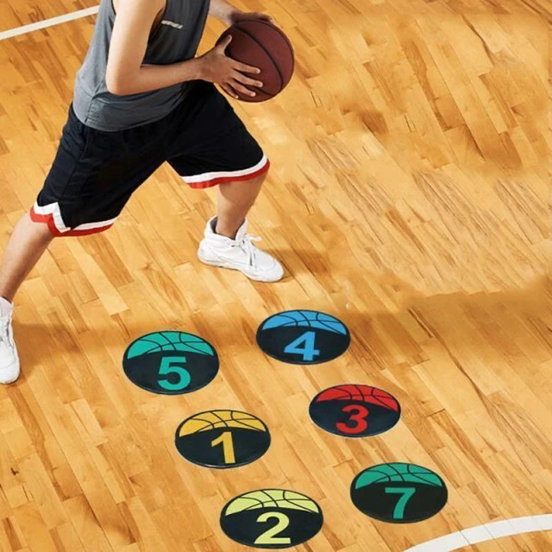 Basketball Spot Marker Colorful Anti-Slip Rubber Sports Training Markers 9 Inches Round Flat Number Dots Training Marker Field