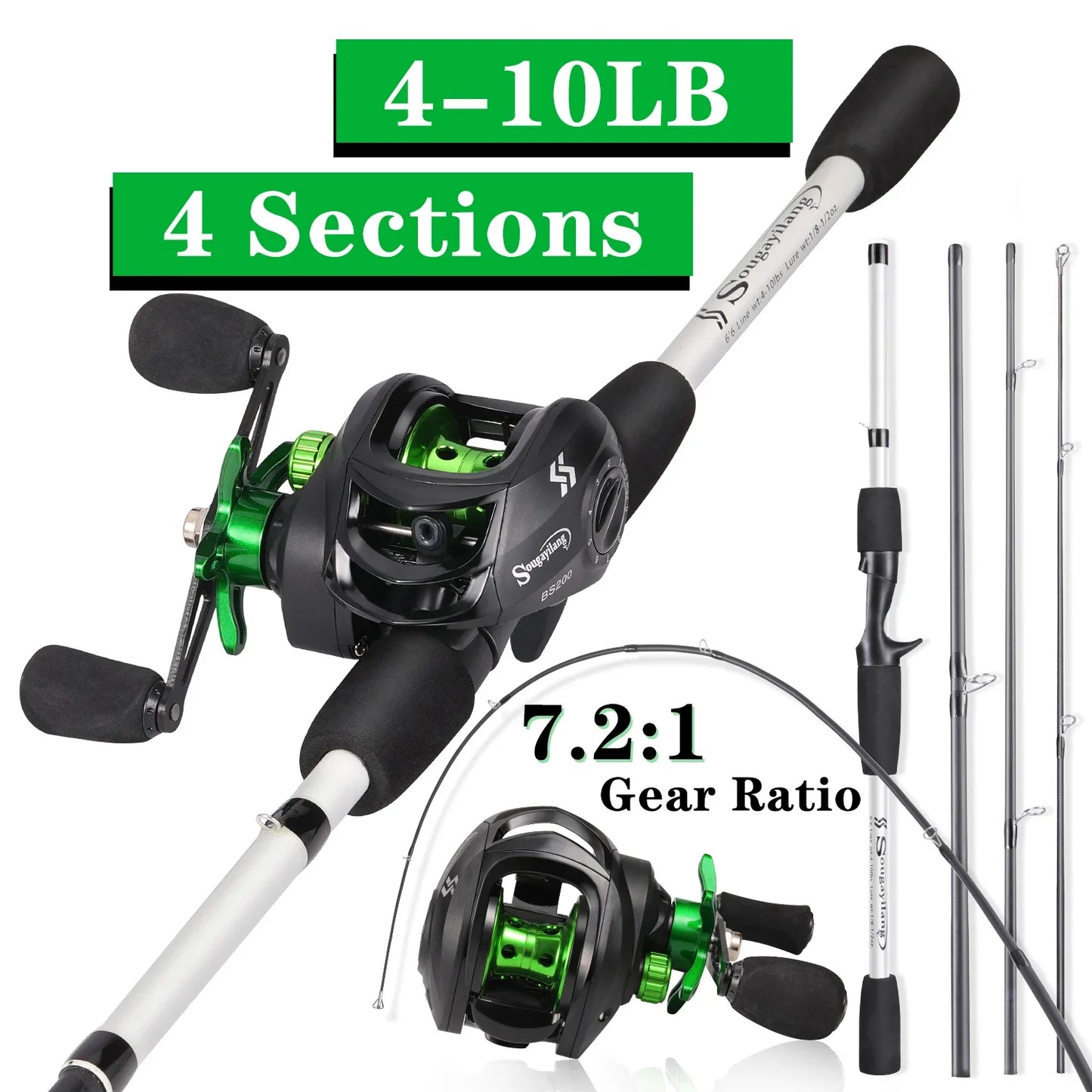 Baitcasting Fishing Rod and Reel Full Set Carbon