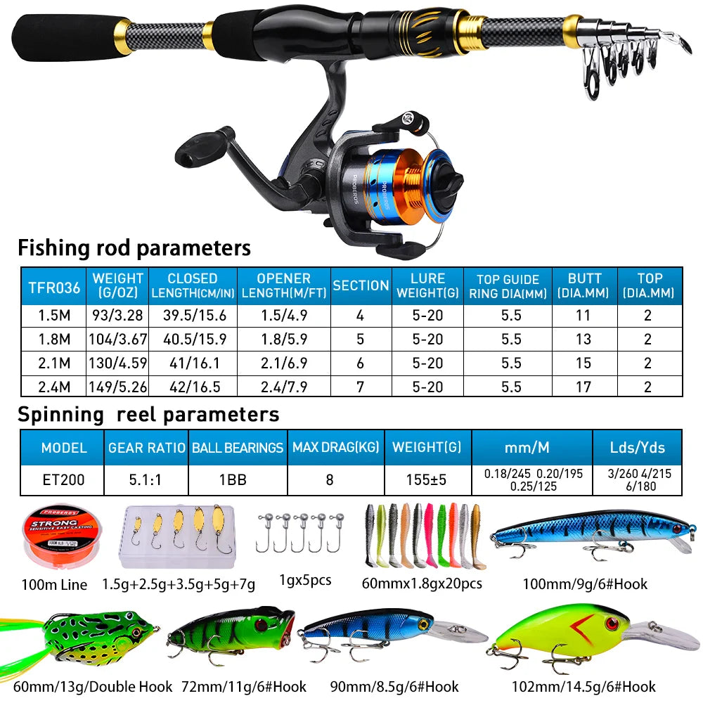 Fishing Combo Portable Ultralight Telescopic Rod Spinning Reel