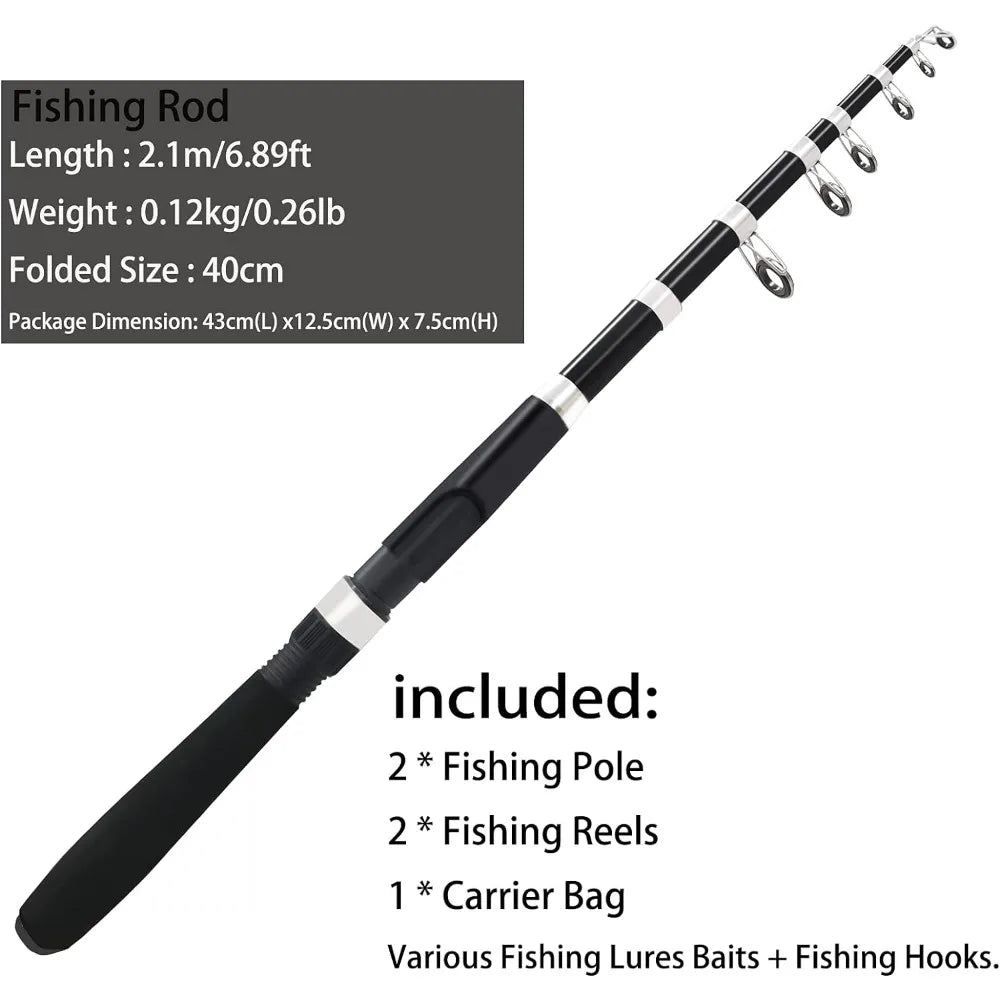 Fishing Pole Combo Set, Collapsible Rods Carrier Bag