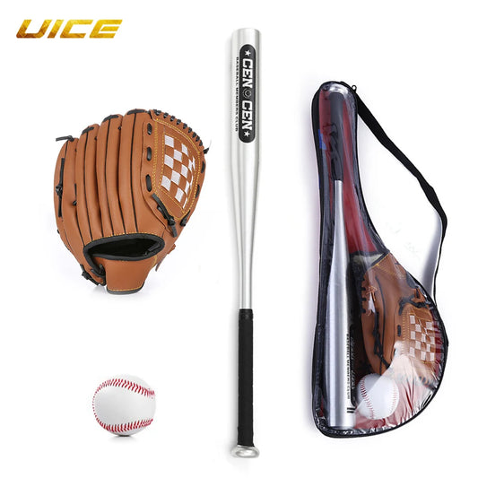 25Inch Aluminum Baseball Bat Set With Glove&Baseballs For Softball Self Defense Batting Practice Pickup Games Baseball Accessory