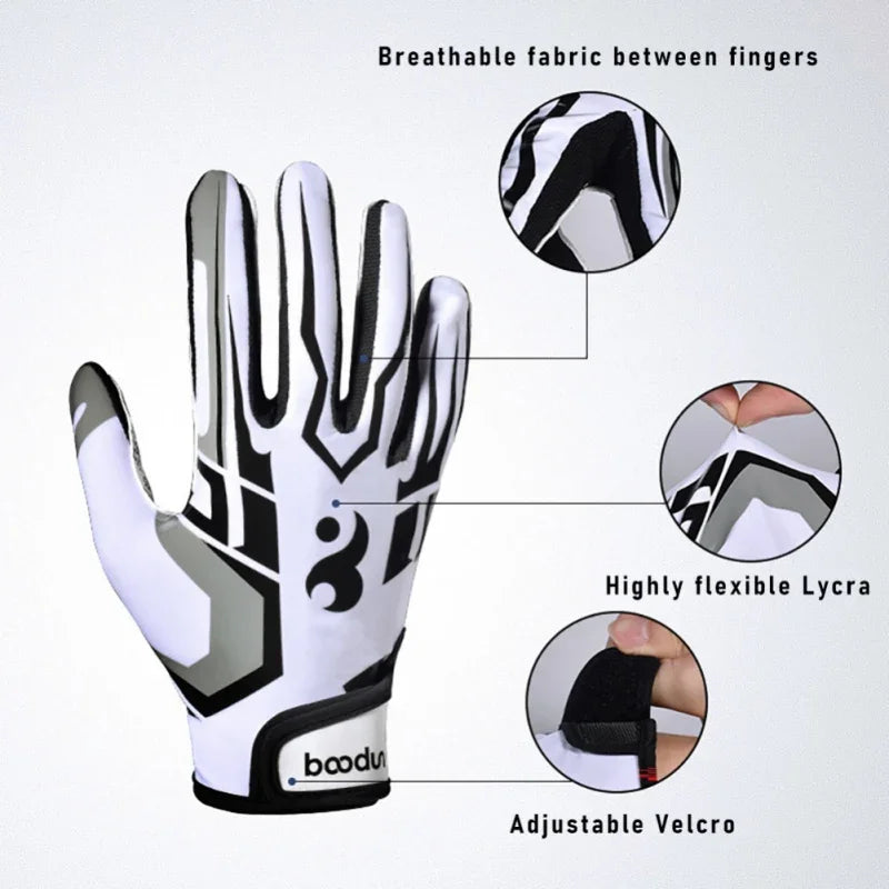 Men Women Breathable Anti-slip  American Football Gloves Adjustable