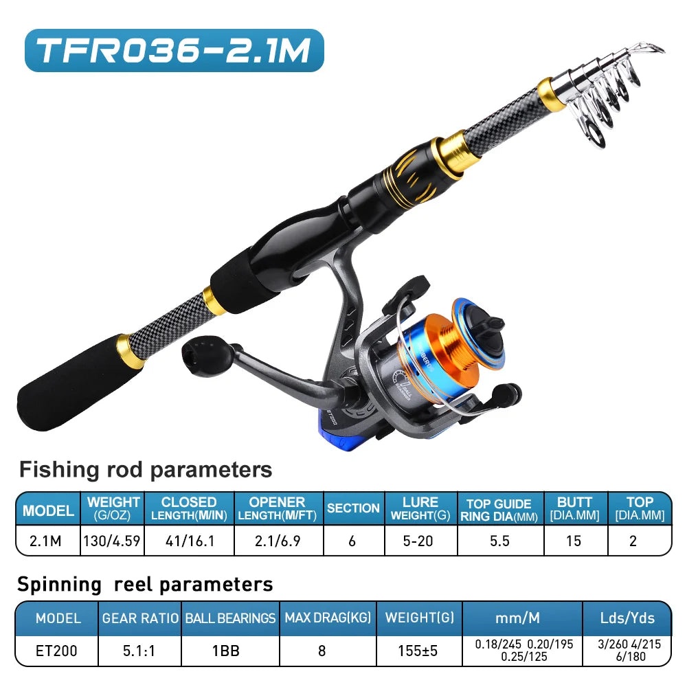 Fishing Combo Portable Ultralight Telescopic Rod Spinning Reel