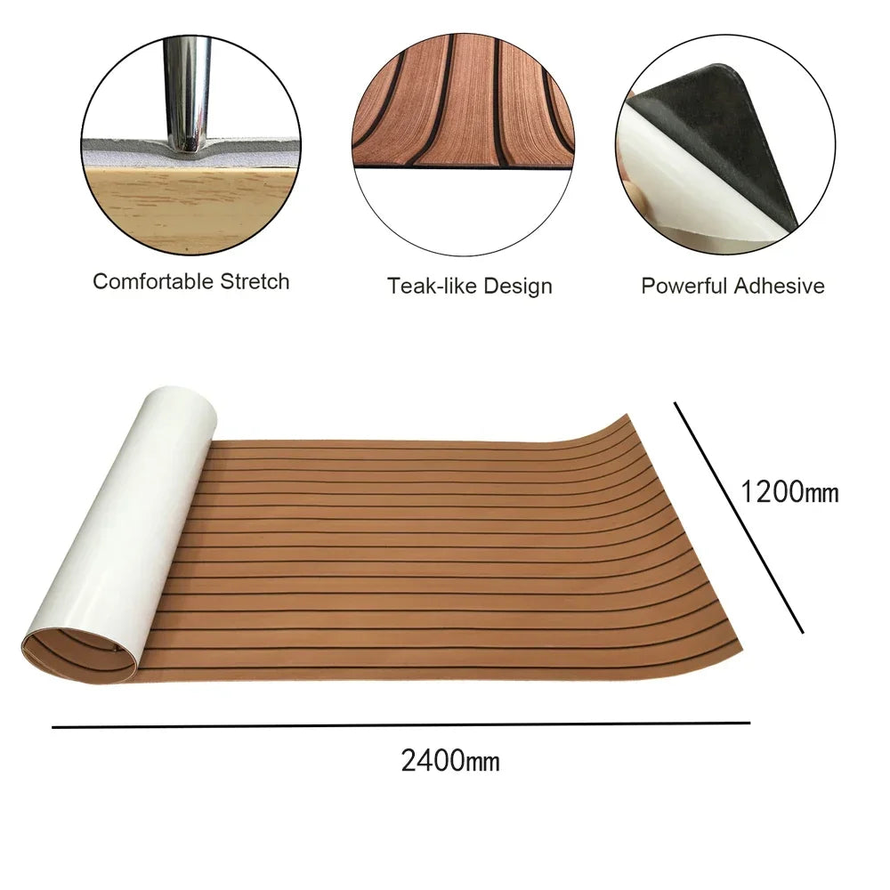 Boat Flooring Sheet Non Slip Brown Self Adhesive