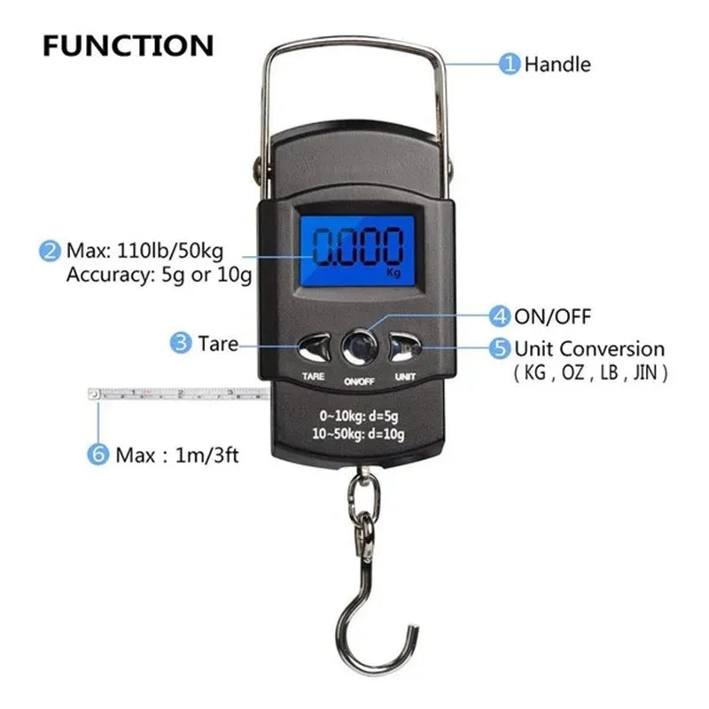 Hand Lcd Electronic Digital Scale Hanging Hook