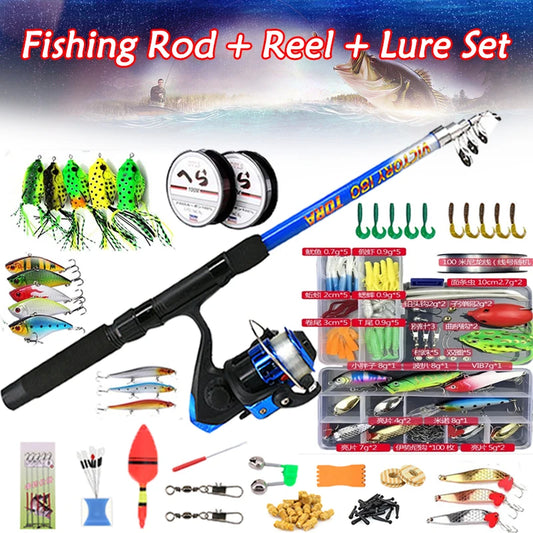 Fishing Rod Combo Full Kits Telescopic Spinning Reel Fishing Accessories